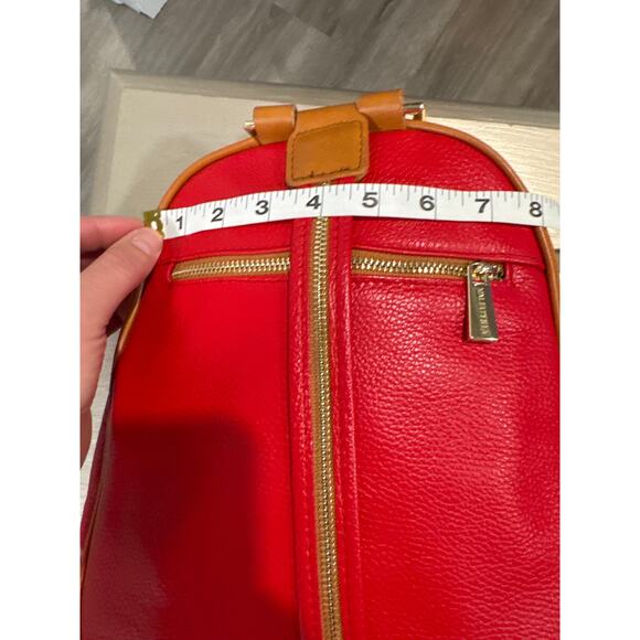 Valentina Red & Gold Leather Backpack Purse - Picture 11 of 12